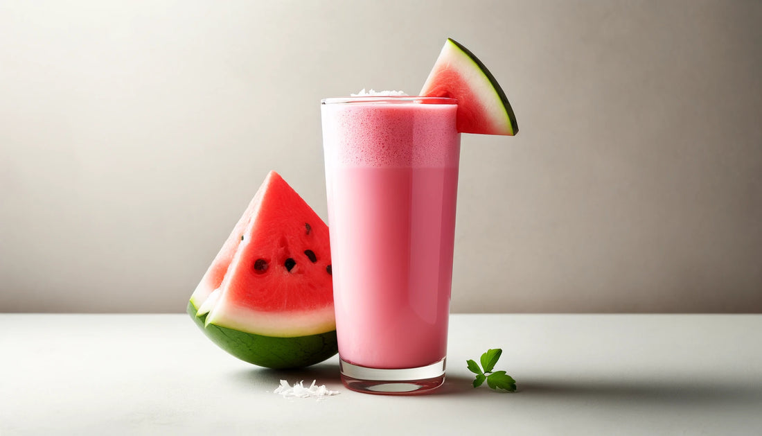 Erfrischender Kokosnuss-Wassermelonen-Fruchtshake mit Collagen Bloom