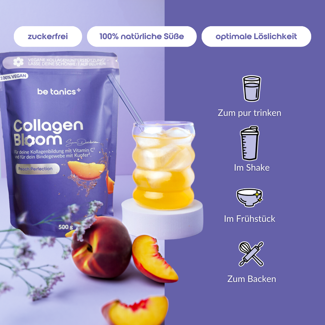 CollagenBloom Peach Perfection - Unübertroffene Löslichkeit für uneingeschränkten Genuss